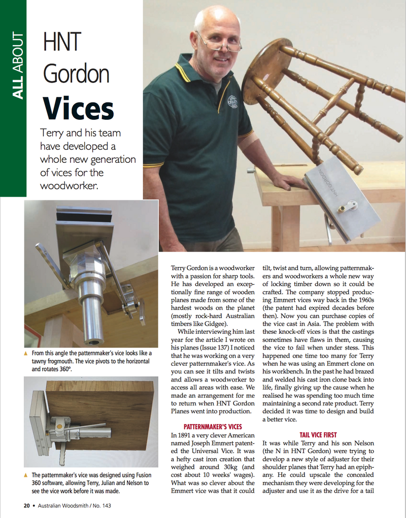 Australian Wood Smith Magazine Article on HNT Gordon Vices