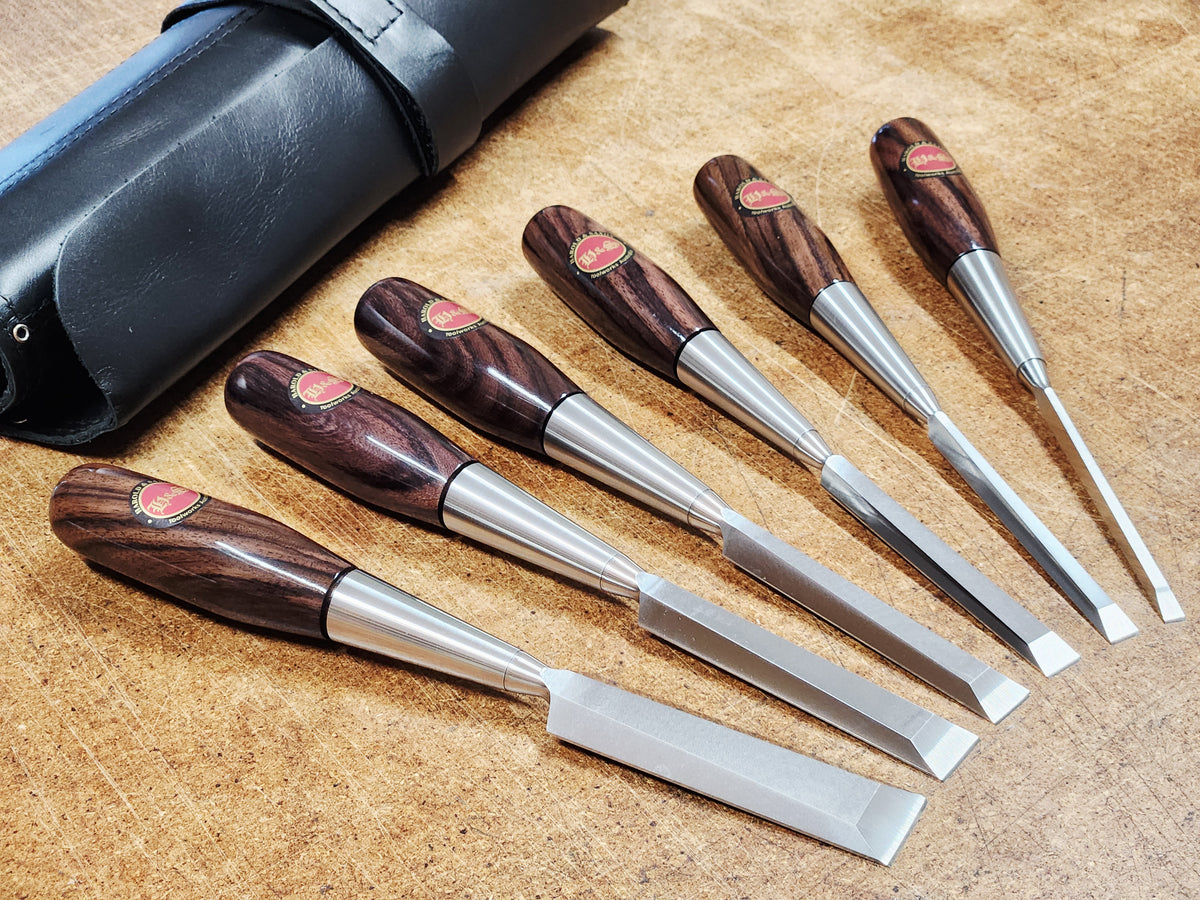 Specialty Indian Rosewood Bevel Edge Chisel - Set of Six