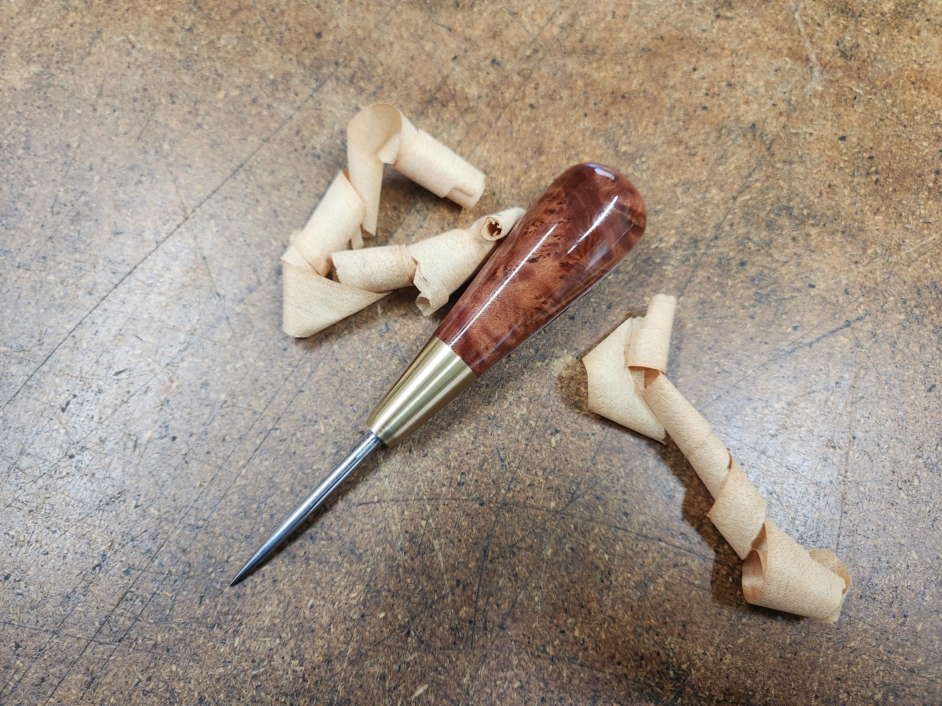 Specialty Pocket Scratch Awl - Harold & Saxon - Red Mallee Burl